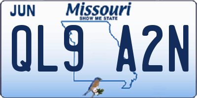 MO license plate QL9A2N