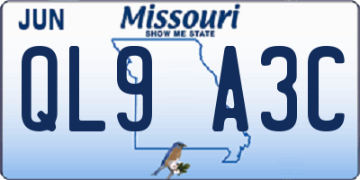 MO license plate QL9A3C