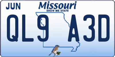 MO license plate QL9A3D