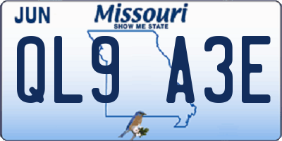 MO license plate QL9A3E