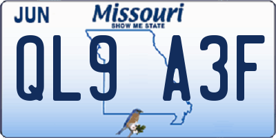 MO license plate QL9A3F