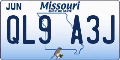 MO license plate QL9A3J