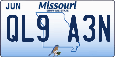 MO license plate QL9A3N
