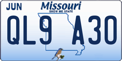 MO license plate QL9A3O
