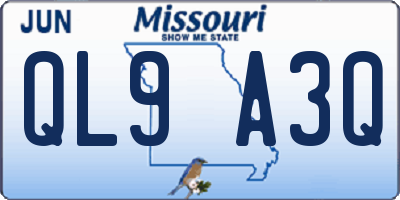 MO license plate QL9A3Q