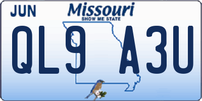 MO license plate QL9A3U