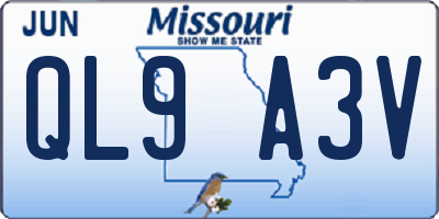 MO license plate QL9A3V