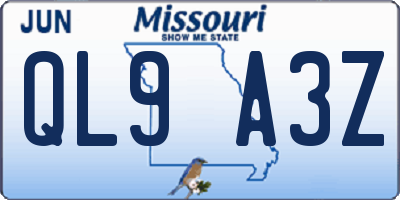 MO license plate QL9A3Z