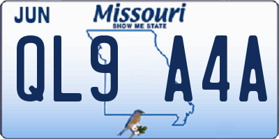MO license plate QL9A4A