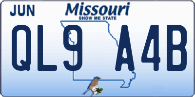 MO license plate QL9A4B