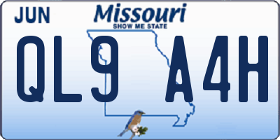 MO license plate QL9A4H
