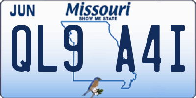 MO license plate QL9A4I