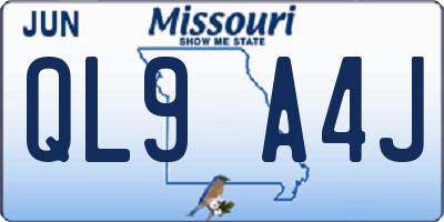 MO license plate QL9A4J