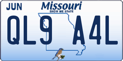 MO license plate QL9A4L