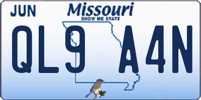 MO license plate QL9A4N