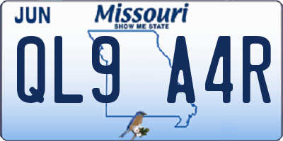 MO license plate QL9A4R