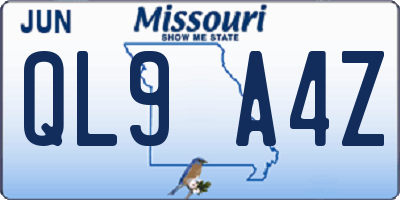 MO license plate QL9A4Z