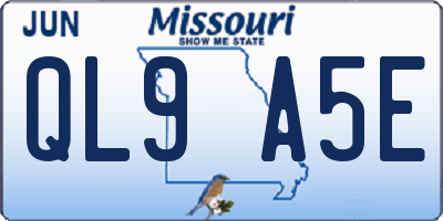 MO license plate QL9A5E