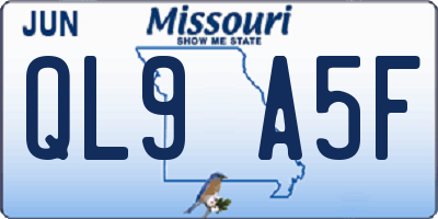 MO license plate QL9A5F