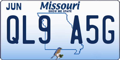 MO license plate QL9A5G