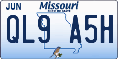 MO license plate QL9A5H
