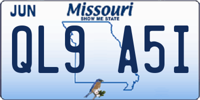 MO license plate QL9A5I