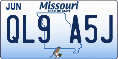 MO license plate QL9A5J