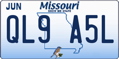 MO license plate QL9A5L