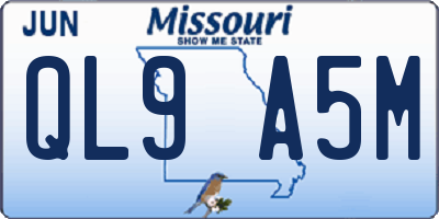 MO license plate QL9A5M