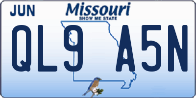 MO license plate QL9A5N