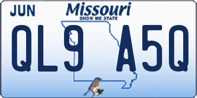 MO license plate QL9A5Q