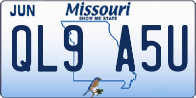 MO license plate QL9A5U