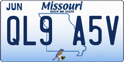 MO license plate QL9A5V