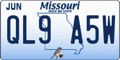 MO license plate QL9A5W