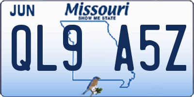 MO license plate QL9A5Z