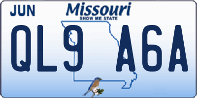 MO license plate QL9A6A