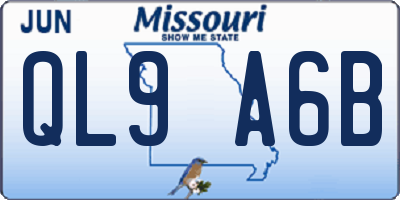MO license plate QL9A6B