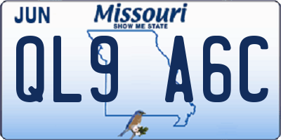 MO license plate QL9A6C