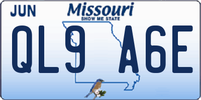 MO license plate QL9A6E