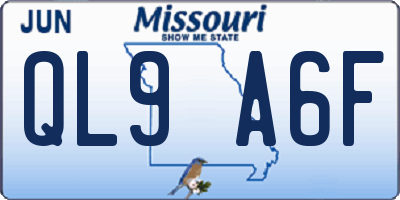 MO license plate QL9A6F