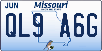 MO license plate QL9A6G