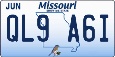 MO license plate QL9A6I