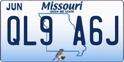 MO license plate QL9A6J