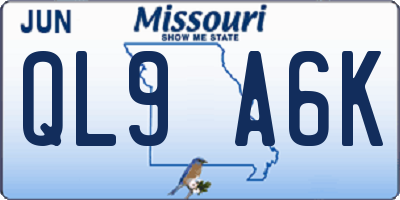MO license plate QL9A6K
