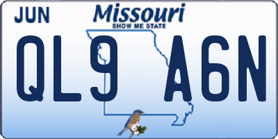 MO license plate QL9A6N