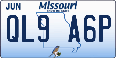 MO license plate QL9A6P