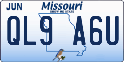 MO license plate QL9A6U