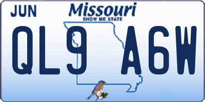 MO license plate QL9A6W