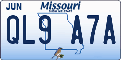 MO license plate QL9A7A