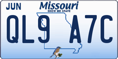 MO license plate QL9A7C